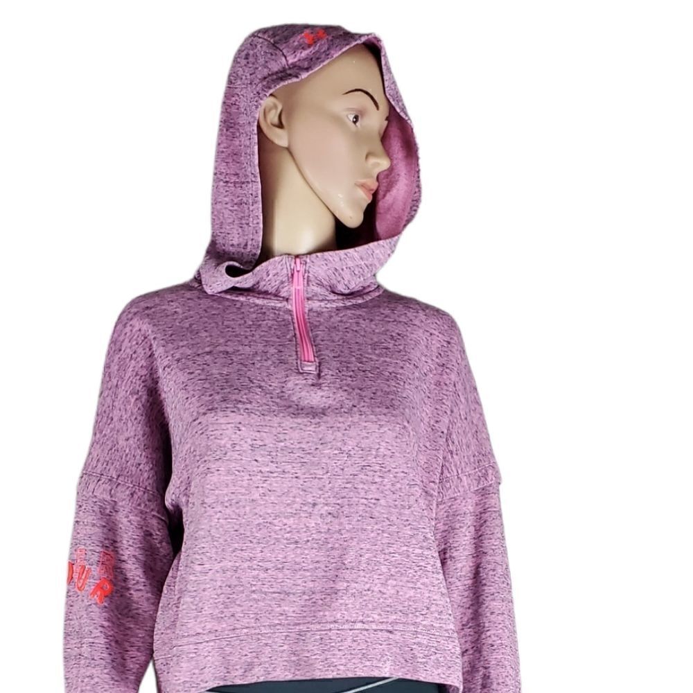 Under Armour Purple & Florescent Orange Cropped Hoodie Sweatshirt